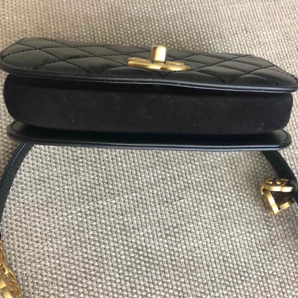 CHANEL Black Quilted Lambskin/ Suede Mini Belt Bag with Gold CC Hardware - Picture 13 of 16